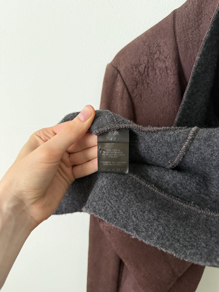 Lambskin Leather Asymmetrical Wool Lined Jacket