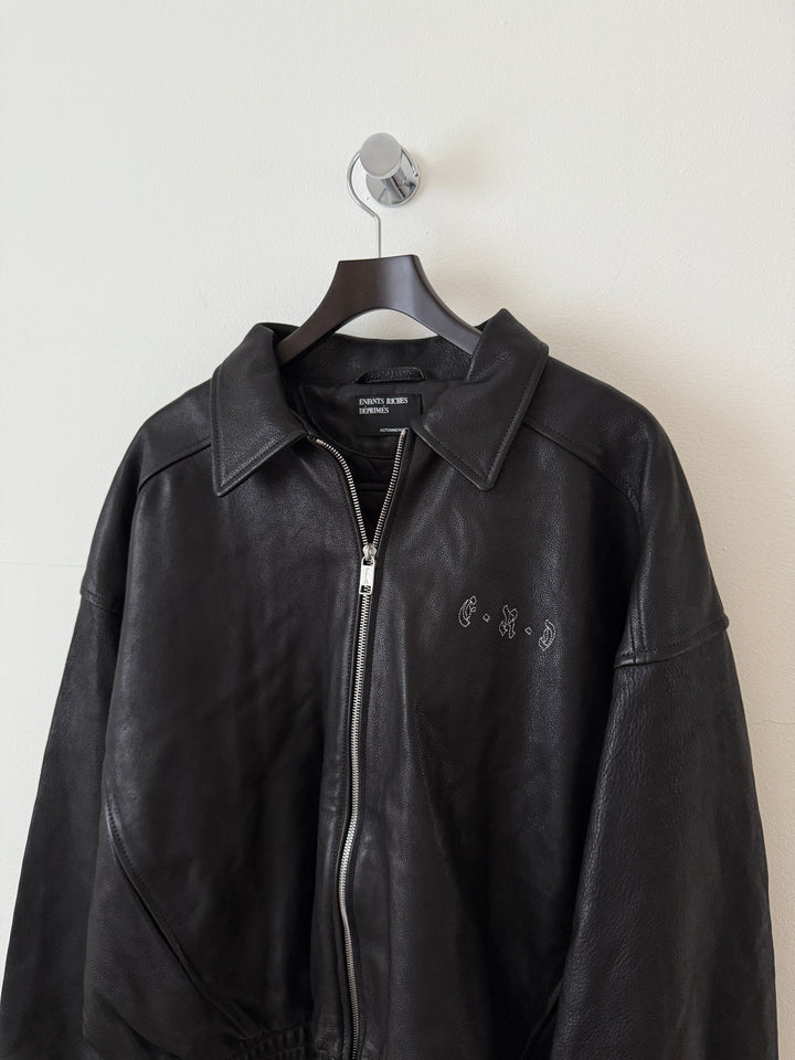 Embroidered Logo Leather Blouson