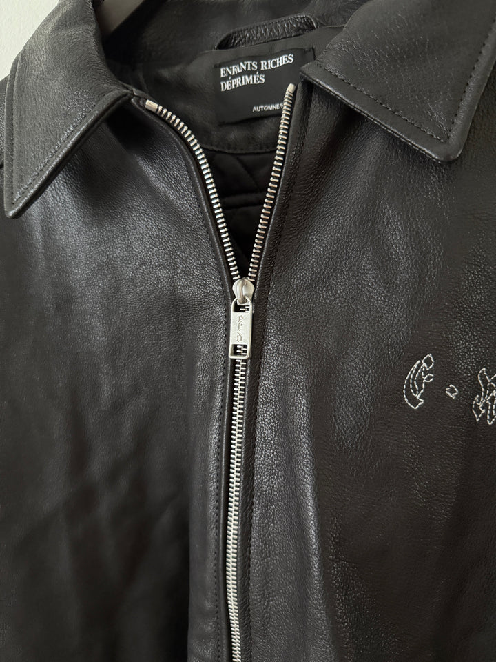 Embroidered Logo Leather Blouson