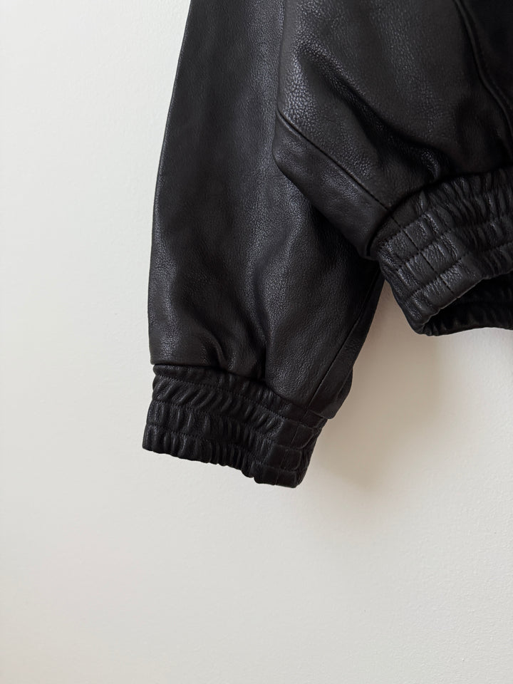 Embroidered Logo Leather Blouson