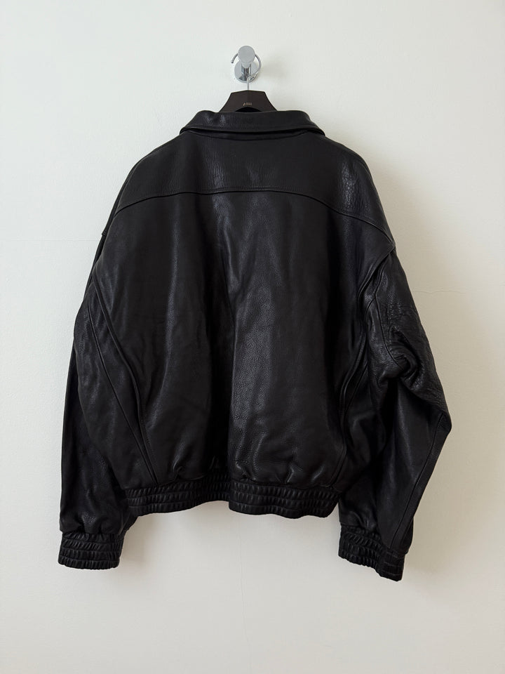 Embroidered Logo Leather Blouson