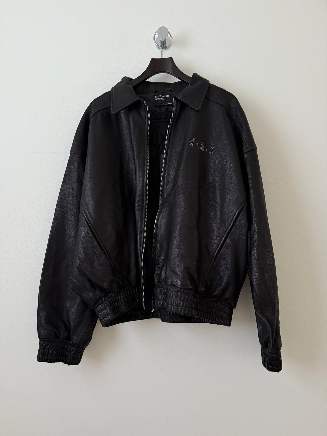 Embroidered Logo Leather Blouson