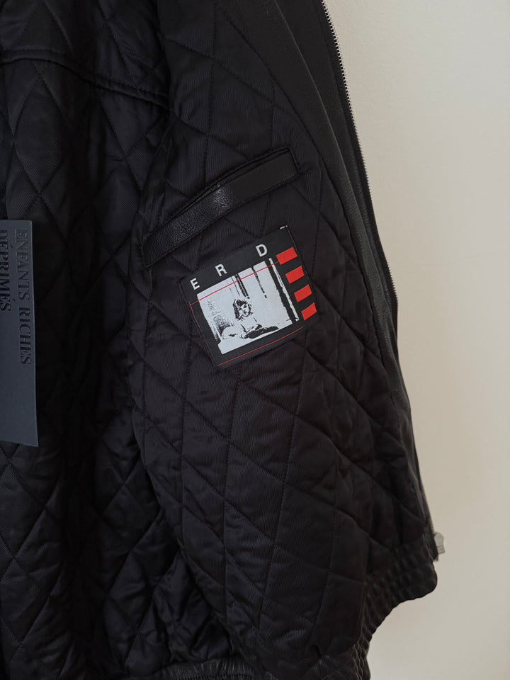 Embroidered Logo Leather Blouson