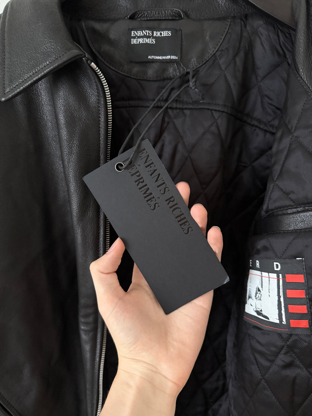 Embroidered Logo Leather Blouson