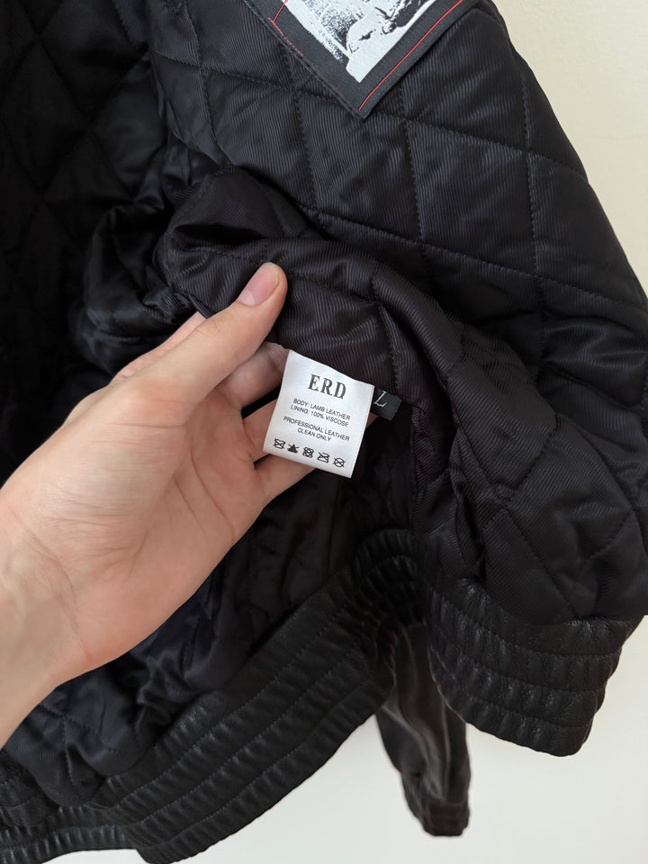 Embroidered Logo Leather Blouson