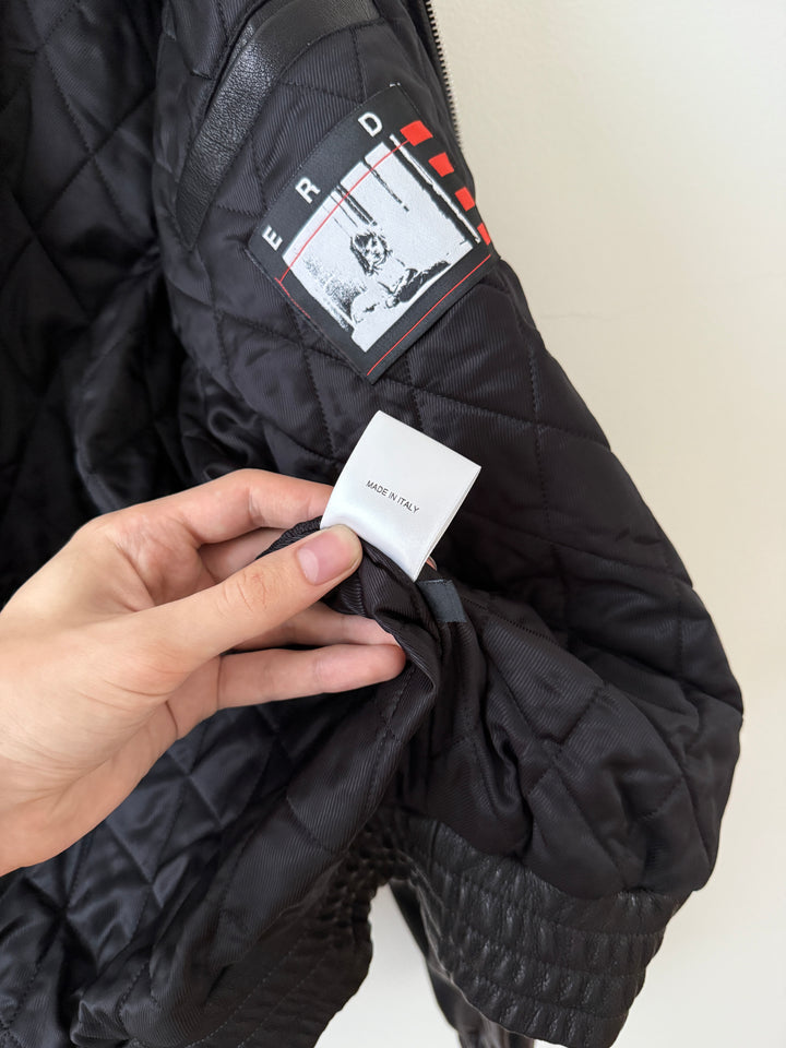 Embroidered Logo Leather Blouson