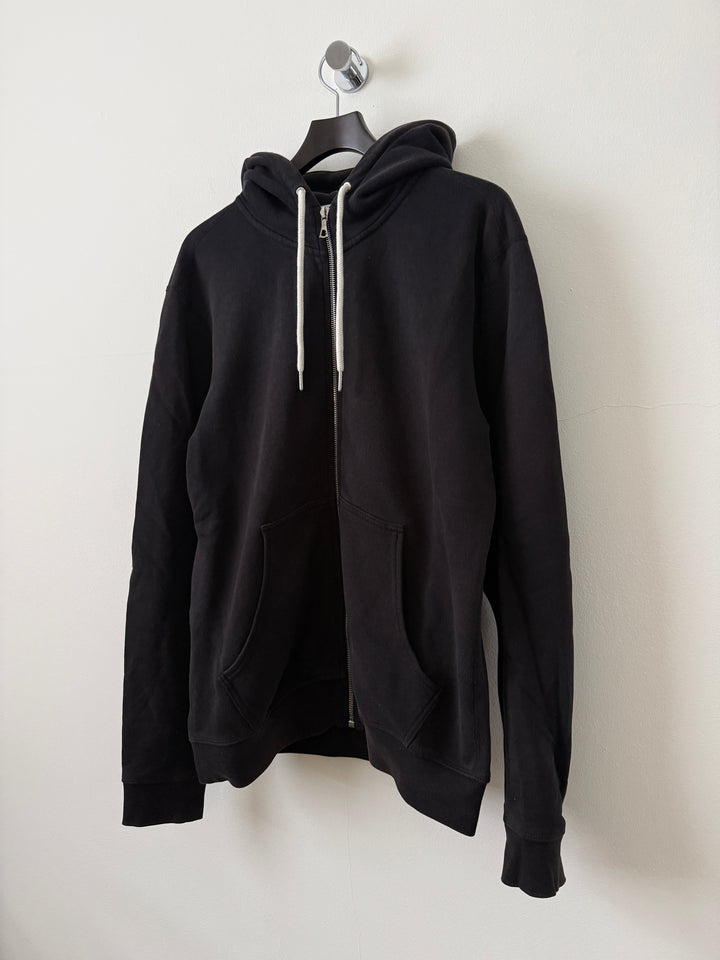 Black Sun Faded Zip Up Drawstring Hoodie