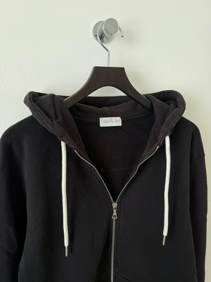 Black Sun Faded Zip Up Drawstring Hoodie