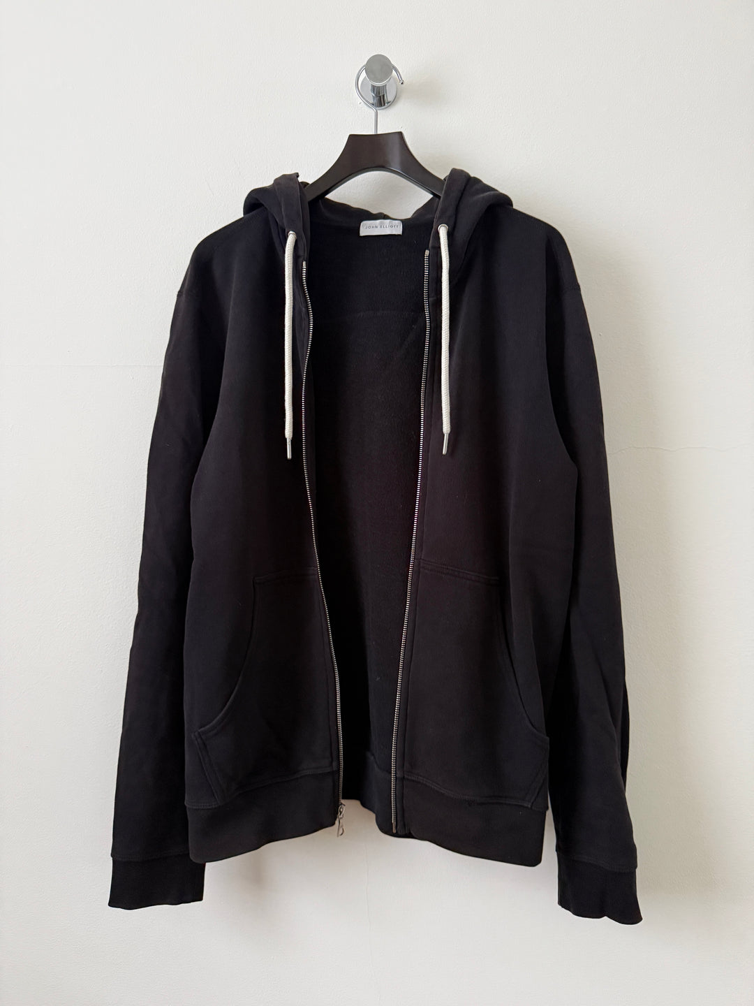 Black Sun Faded Zip Up Drawstring Hoodie