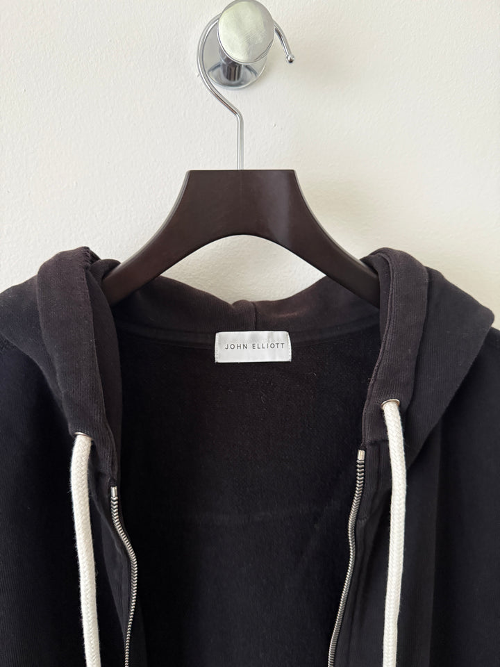Black Sun Faded Zip Up Drawstring Hoodie