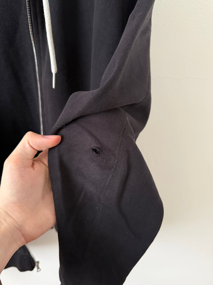 Black Sun Faded Zip Up Drawstring Hoodie