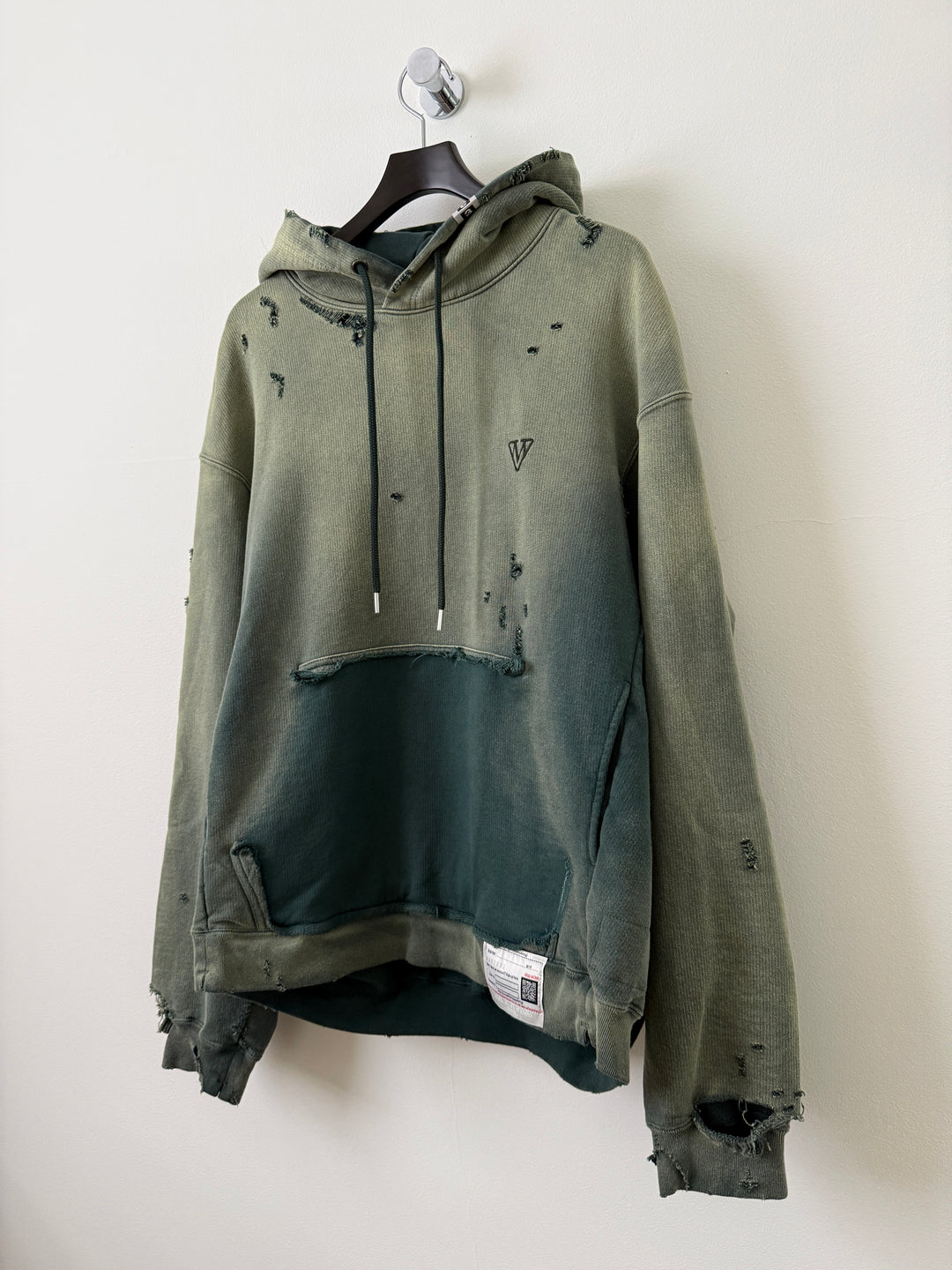 Green Sun Faded Distressed Pullover Hoodie