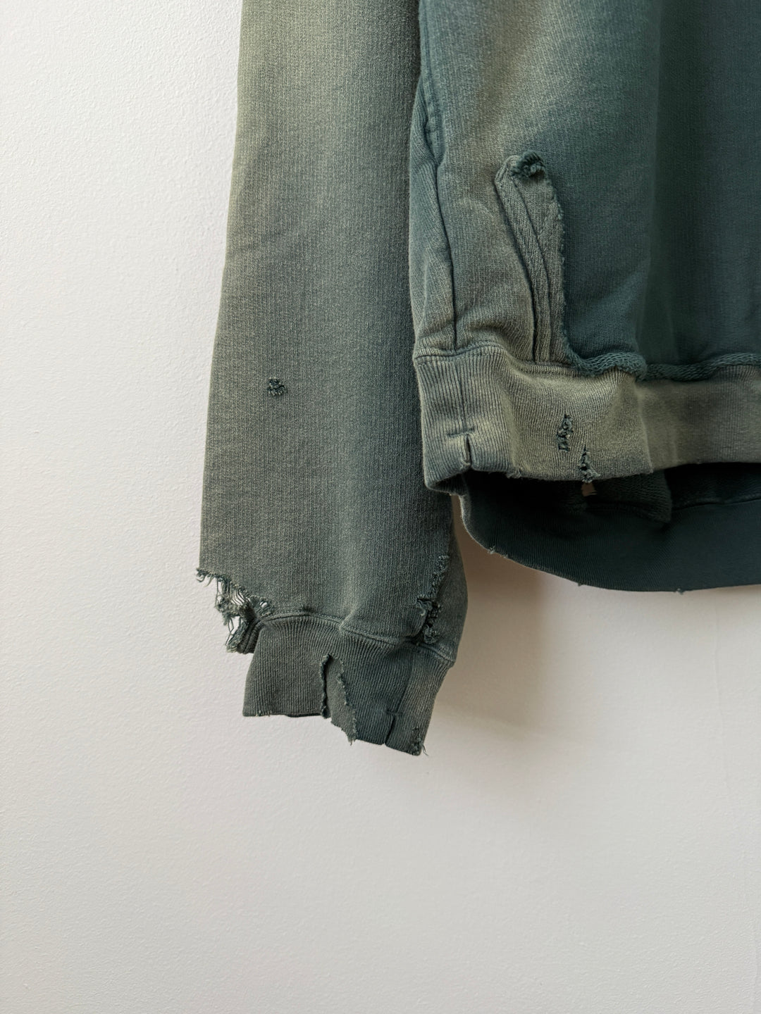 Green Sun Faded Distressed Pullover Hoodie