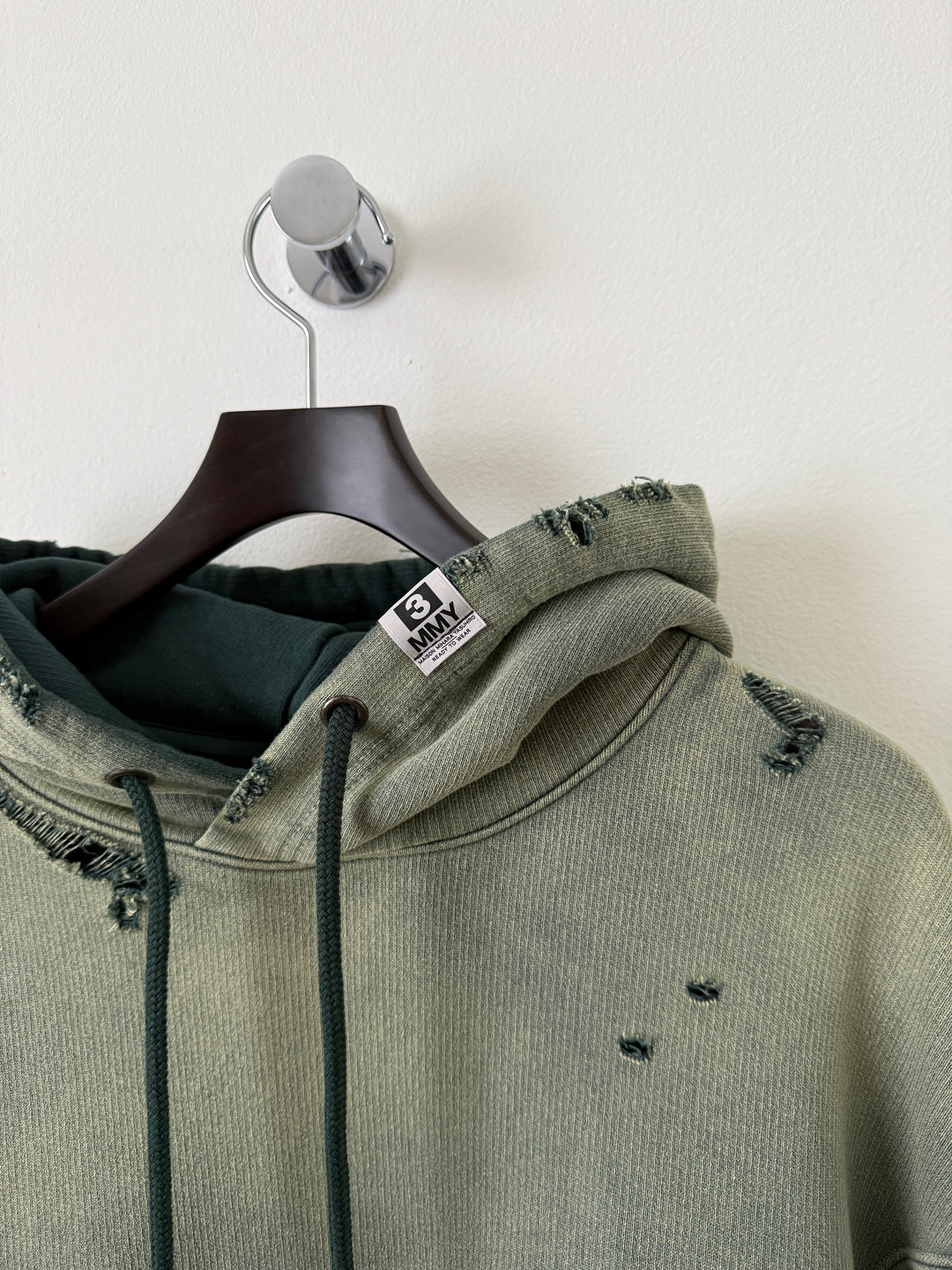 Green Sun Faded Distressed Pullover Hoodie