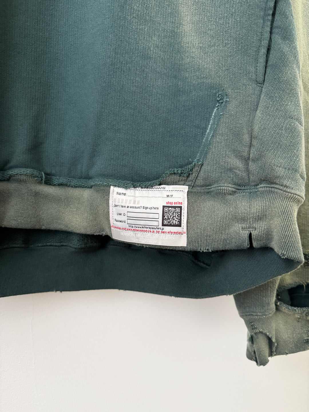 Green Sun Faded Distressed Pullover Hoodie