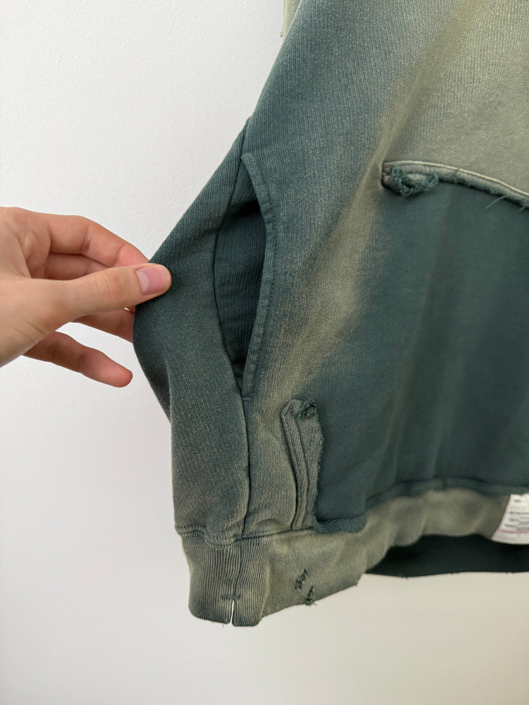 Green Sun Faded Distressed Pullover Hoodie