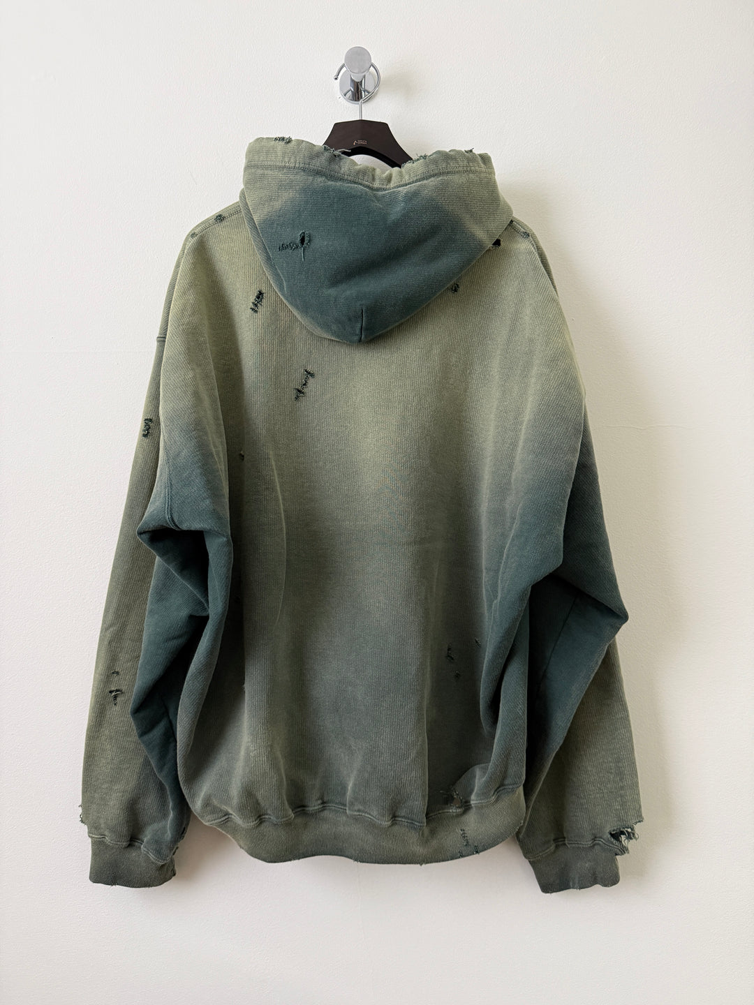 Green Sun Faded Distressed Pullover Hoodie