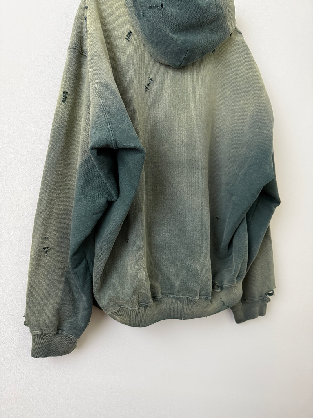 Green Sun Faded Distressed Pullover Hoodie