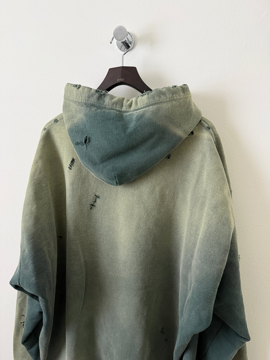 Green Sun Faded Distressed Pullover Hoodie
