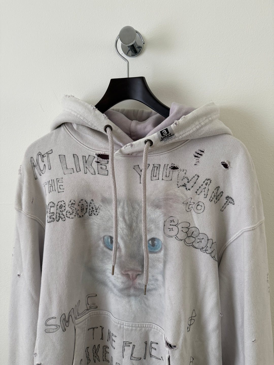 Bleached Distressed Cat Hoodie