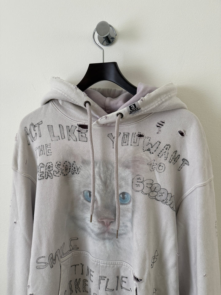 Bleached Distressed Cat Hoodie