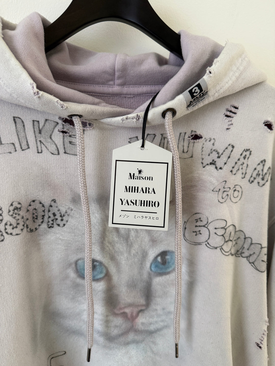 Bleached Distressed Cat Hoodie