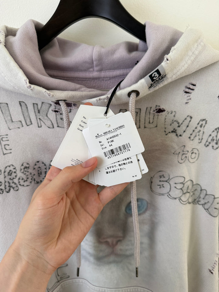 Bleached Distressed Cat Hoodie