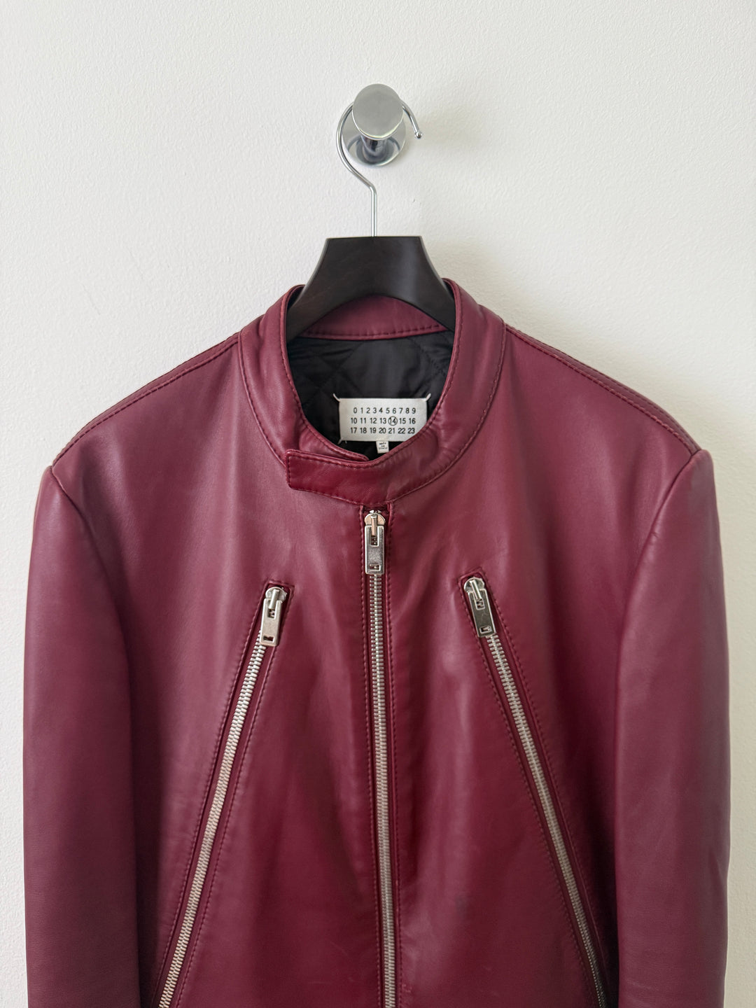 2015 Burgundy 5 Zip Leather Moto Jacket