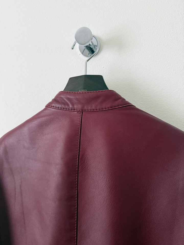 2015 Burgundy 5 Zip Leather Moto Jacket