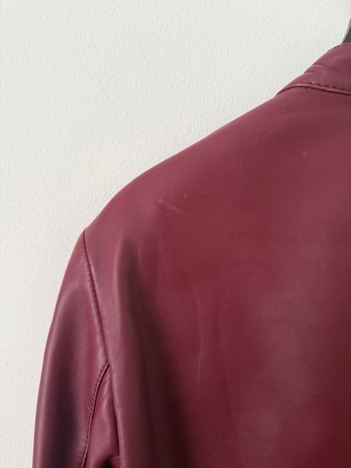 2015 Burgundy 5 Zip Leather Moto Jacket