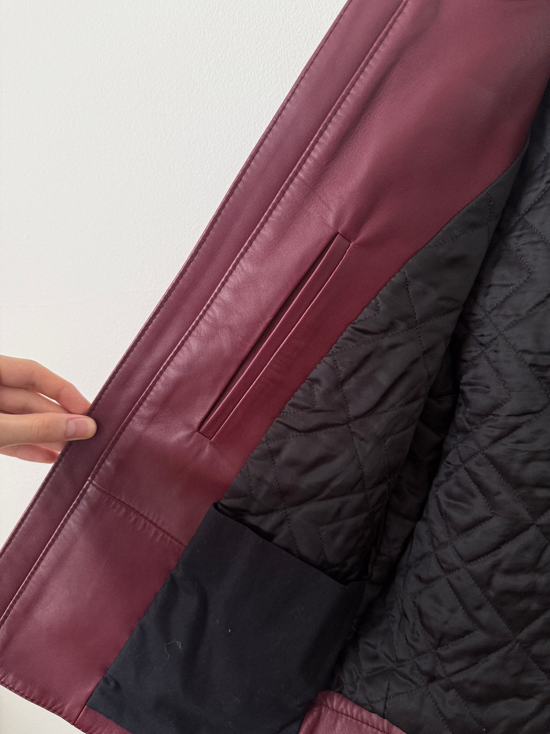 2015 Burgundy 5 Zip Leather Moto Jacket