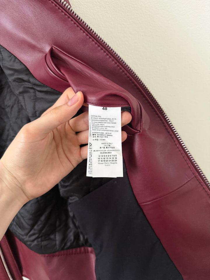 2015 Burgundy 5 Zip Leather Moto Jacket