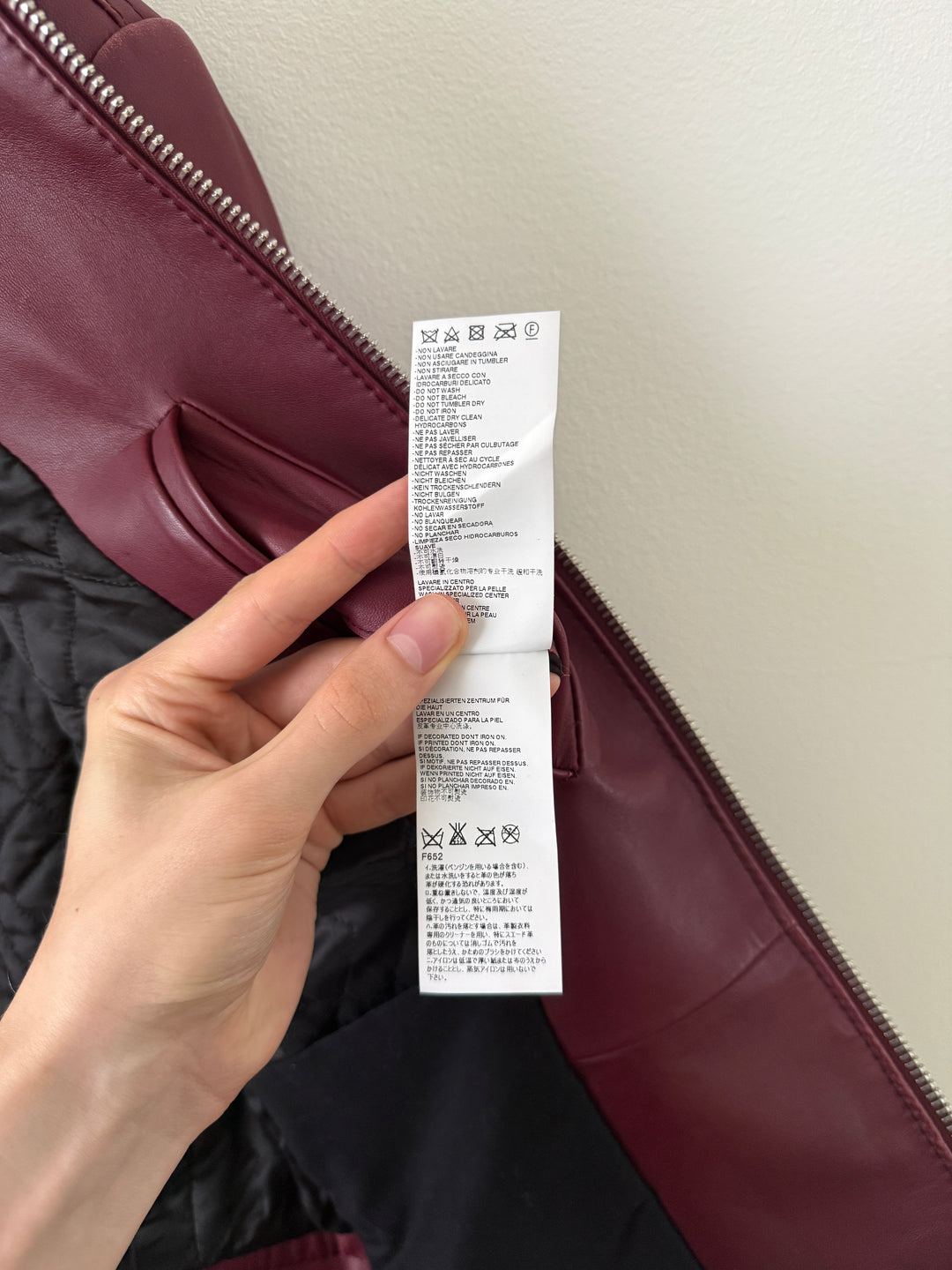 2015 Burgundy 5 Zip Leather Moto Jacket