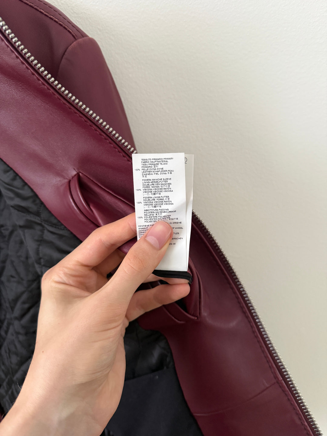 2015 Burgundy 5 Zip Leather Moto Jacket