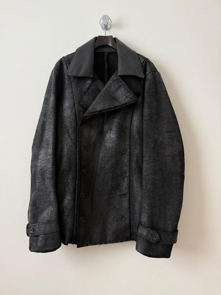 Heavy Wool Distressed Buttoned Overcoat