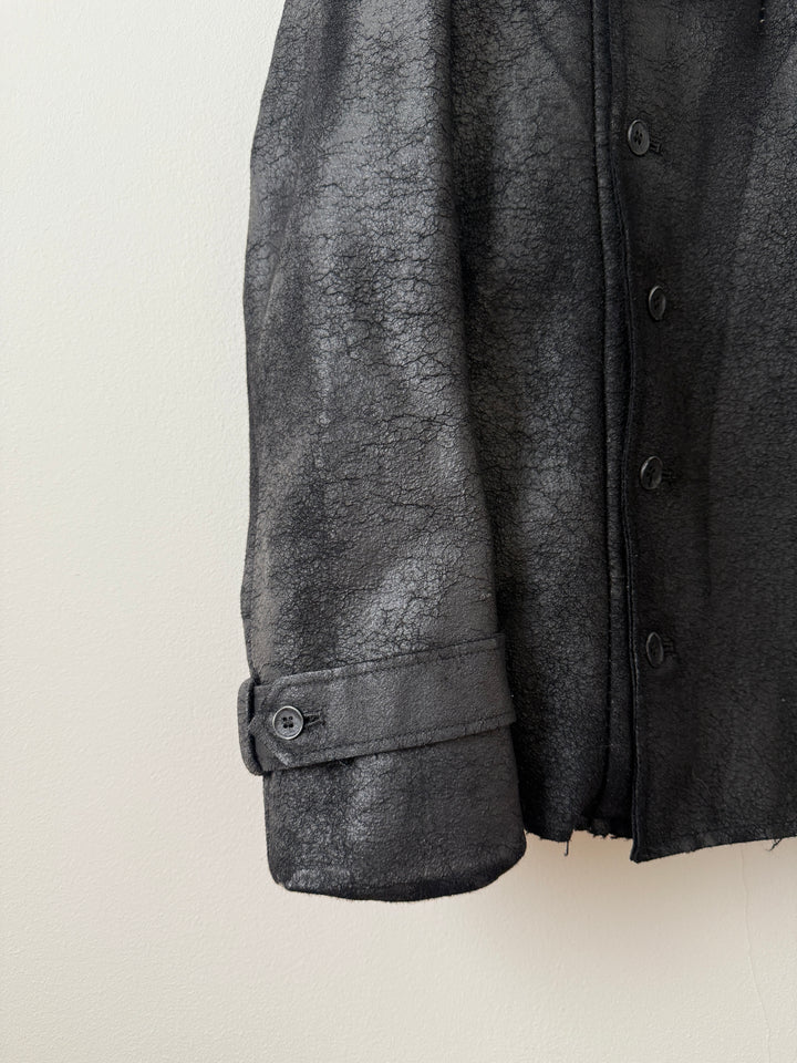 Heavy Wool Distressed Buttoned Overcoat