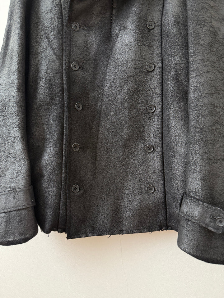 Heavy Wool Distressed Buttoned Overcoat