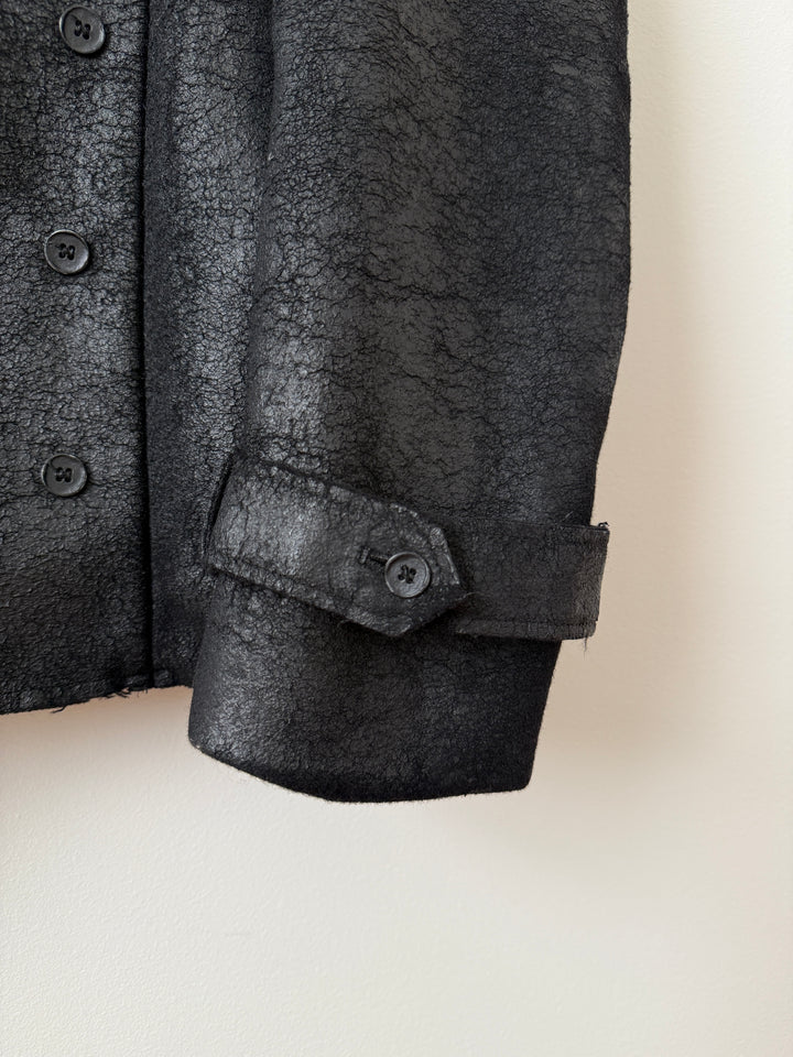 Heavy Wool Distressed Buttoned Overcoat