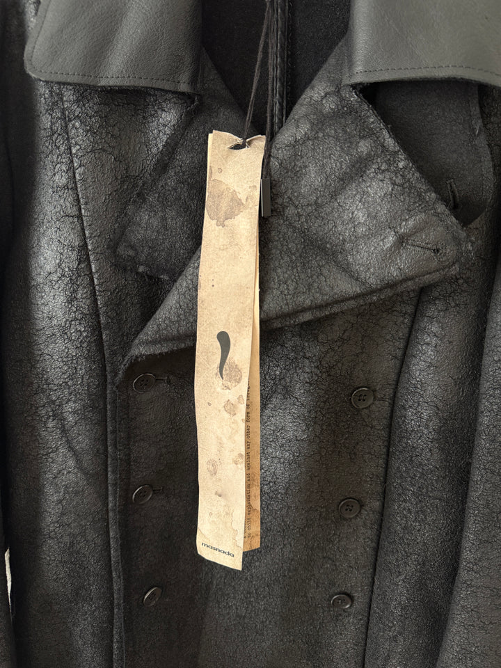 Heavy Wool Distressed Buttoned Overcoat