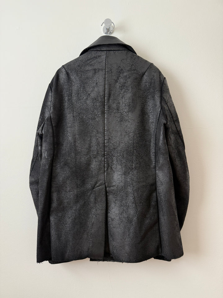 Heavy Wool Distressed Buttoned Overcoat