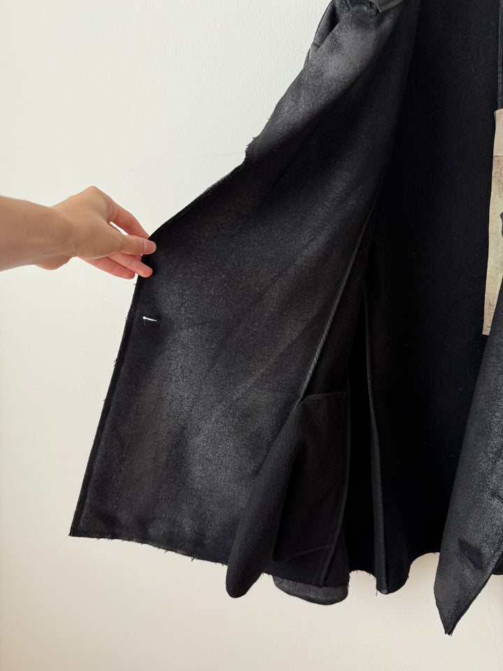 Heavy Wool Distressed Buttoned Overcoat