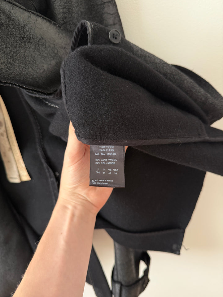 Heavy Wool Distressed Buttoned Overcoat