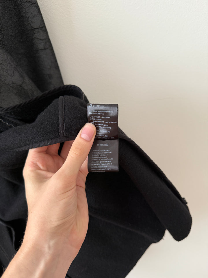 Heavy Wool Distressed Buttoned Overcoat