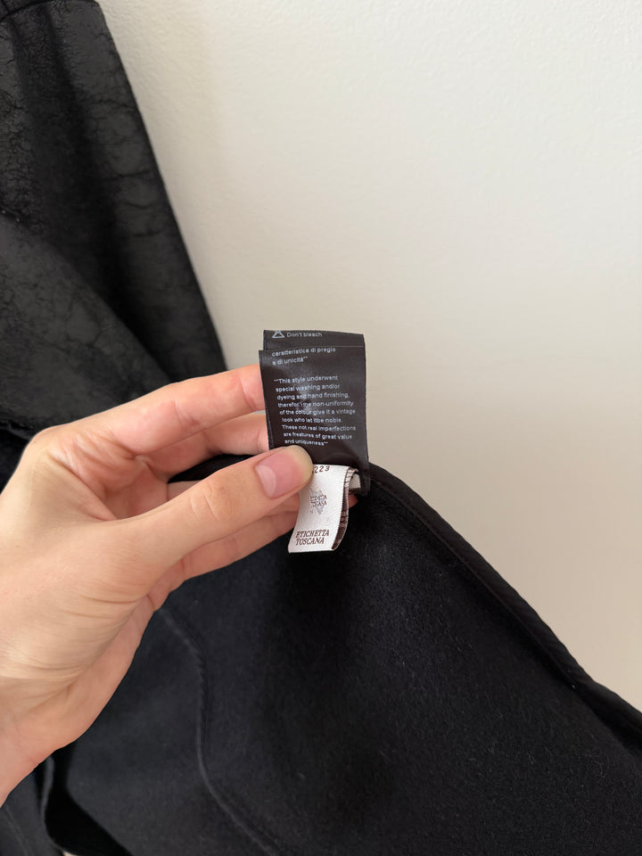 Heavy Wool Distressed Buttoned Overcoat