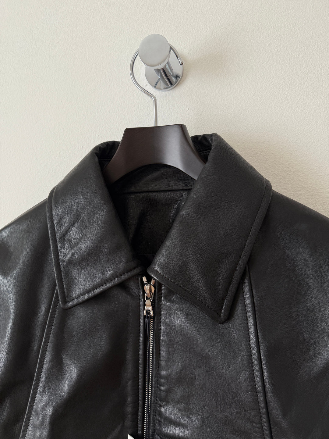 Goat Leather Zip Short Jacket