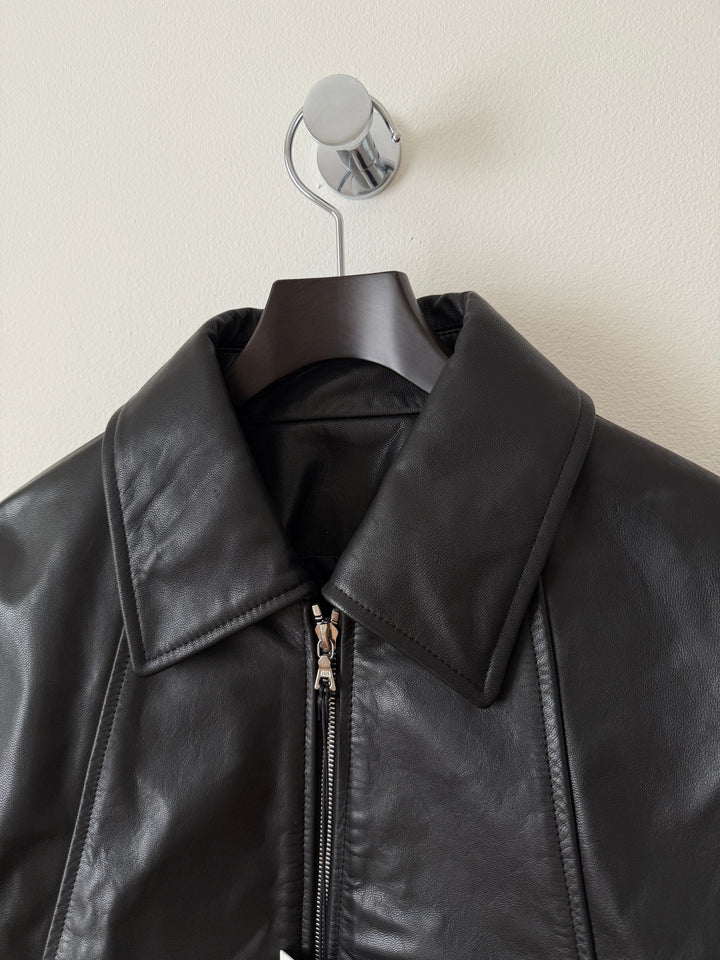 Goat Leather Zip Short Jacket