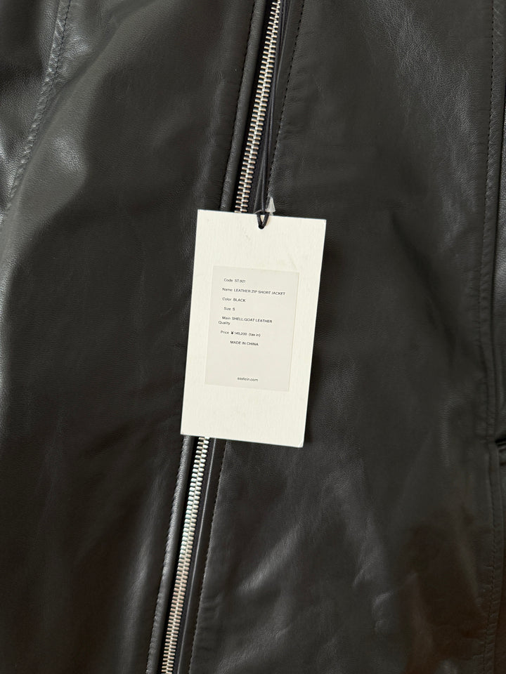 Goat Leather Zip Short Jacket