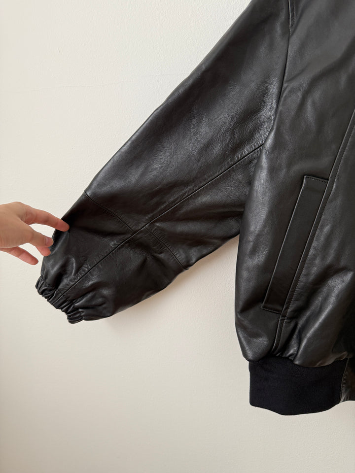Goat Leather Zip Short Jacket