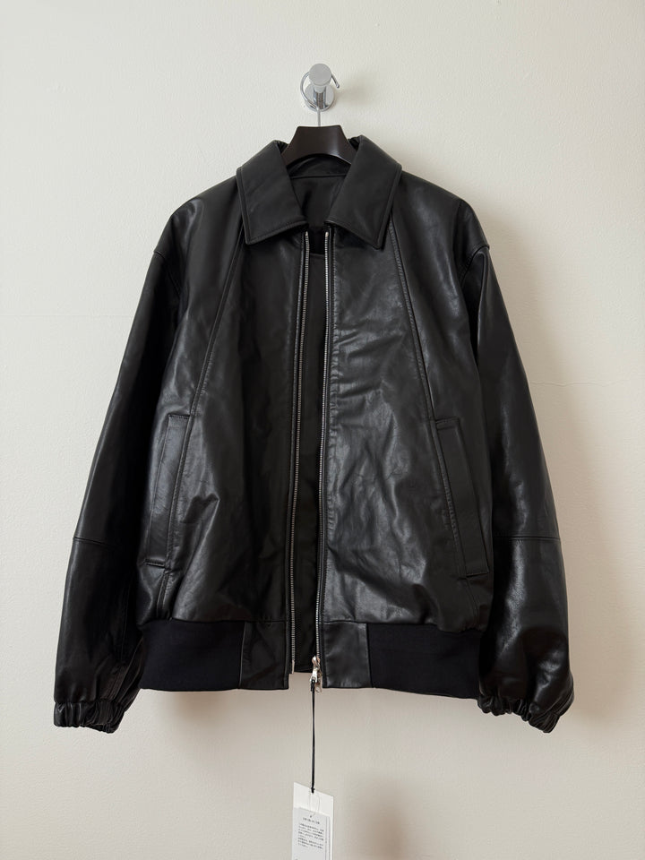 Goat Leather Zip Short Jacket