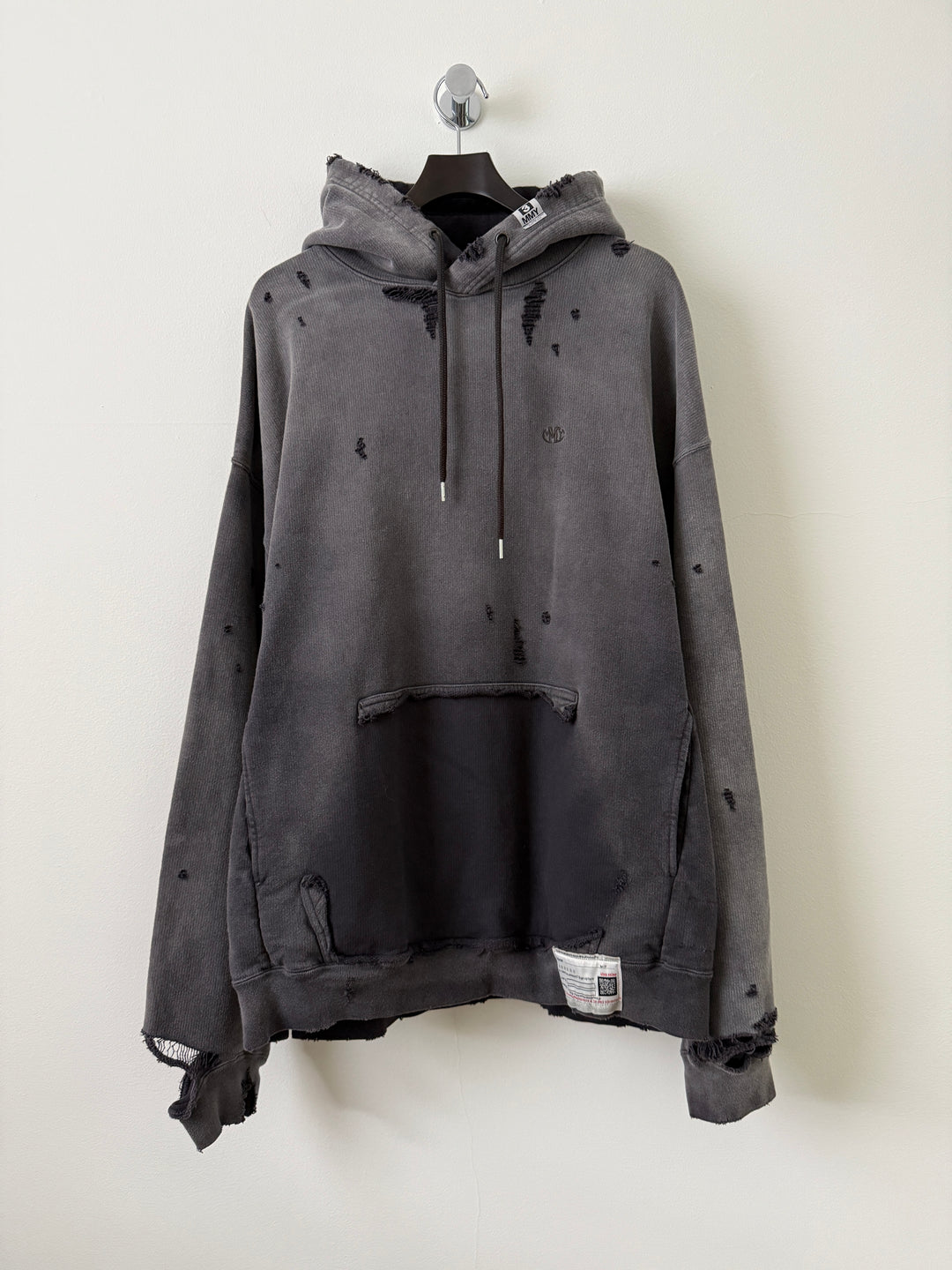 Sun Faded Grey Distressed Pullover Hoodie